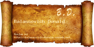 Balassovich Donald névjegykártya